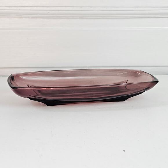 Vintage amethyst glass relish tray dish 4x9.5 - Picture 3 of 10